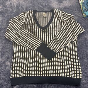Women’s Dark blue and White V-Neck Sweater